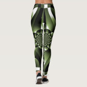 Witte Groene Bosblad Bloemblaadjes Leggings (Achterkant)