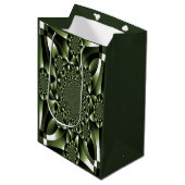 Witte Groene Bosblad Bloemblaadjes Medium Cadeauzakje (Voorkant Gekanteld)