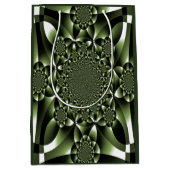Witte Groene Bosblad Bloemblaadjes Medium Cadeauzakje (Voorkant)