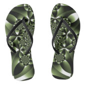 Witte Groene Bosblad Bloemblaadjes Teenslippers (Voetbed)