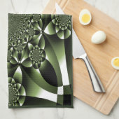Witte Groene Bosblad Bloemblaadjes Theedoek (Quarter Fold)