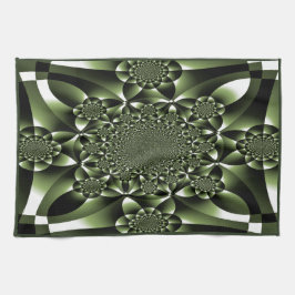 Witte Groene Bosblad Bloemblaadjes Theedoek