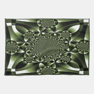 Witte Groene Bosblad Bloemblaadjes Theedoek
