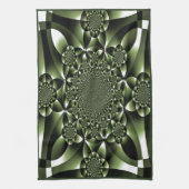 Witte Groene Bosblad Bloemblaadjes Theedoek (Verticaal)