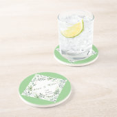 Witte Groene Botanische Bruiloft Zandsteen Onderze Zandsteen Onderzetter (Zijkant)