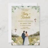 Witte groene bruiloft kaart (Voorkant)
