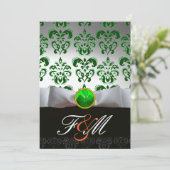 WITTE GROENE DAMAST & SHAMROCK MONOGRAM GOUD Oranj Kaart (Staand voorkant)