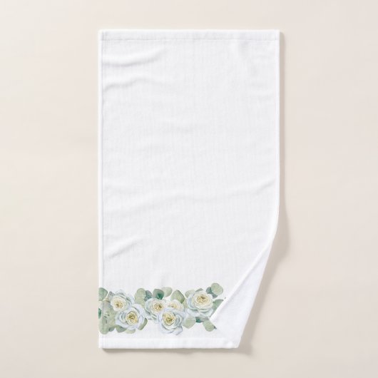 Witte groene delicate waterverf rozen bladeren bad handdoek (Handdoek)