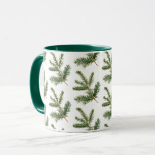 Witte groene dennenboomtakken Kerstmis Mok