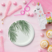 Witte Groene Elegante Tropische Palmbladeren Bruil Papieren Bordje (Feest)