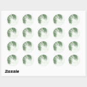 Witte Groene Elegante Tropische Palmbladeren Bruil Ronde Sticker (Vel)