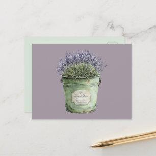 Witte Groene Emmer Lavendel Bloemen Briefkaart