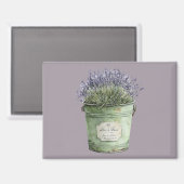 Witte Groene Emmer Lavendel Bloemen Magneet (Voorkant / Achterkant)