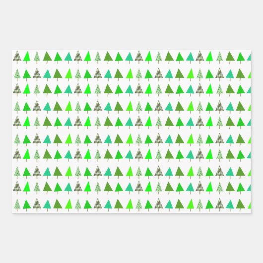Witte, groene en blauwe kerstbomen inpakpapier vel (Voorkant 2)