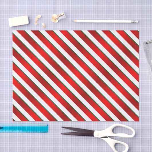 Witte, groene en rode diagonale strepen tissuepapier (Craft)