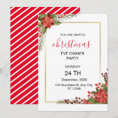 Witte Groene en Rode Moderne Kerstmis Kaart (Voorkant / Achterkant)