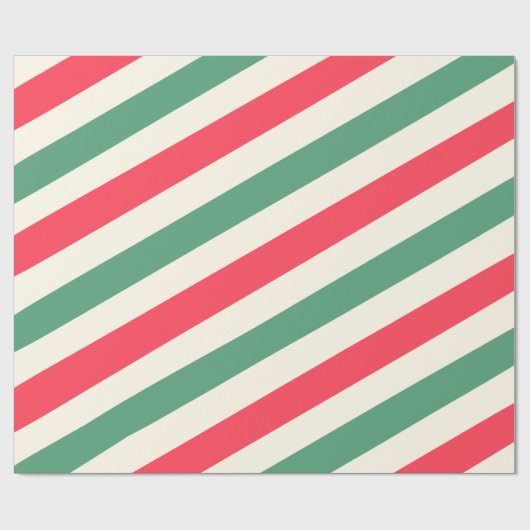 Witte, groene en rode strepen voor kerstinpakken cadeaupapier (Vlak)