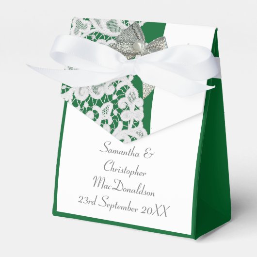Witte, groene en witte dwergbruiloft bedankdoosjes (Voorkant Zijde)