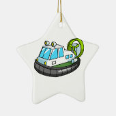 Witte, Groene en Zwarte Cartoon Hovercraft Keramisch Ornament (Rechts)