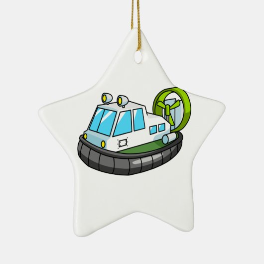 Witte, Groene en Zwarte Cartoon Hovercraft Keramisch Ornament (Rechts)