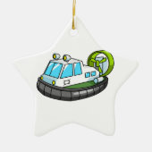 Witte, Groene en Zwarte Cartoon Hovercraft Keramisch Ornament (Voorkant)