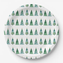 Witte Groene Festive Winterboom Kerstmis Papieren Bordje