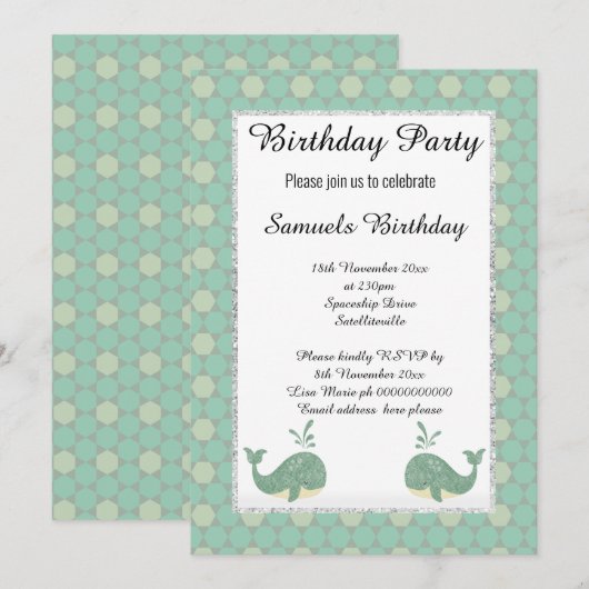 Witte groene hexagon Birthday Kaart (Voorkant / Achterkant)