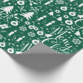 Witte Groene Kerst Theme Patroon Cadeaupapier (Hoek)