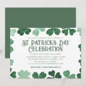 Witte & Groene Klaver St. Patrick's Dag Feest Kaart (Voorkant / Achterkant)