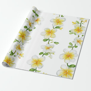 Witte Groene Plumeria Hawaï Tropische Frangipani Cadeaupapier