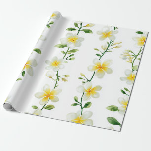 Witte Groene Plumeria Hawaï Tropische Frangipani Cadeaupapier