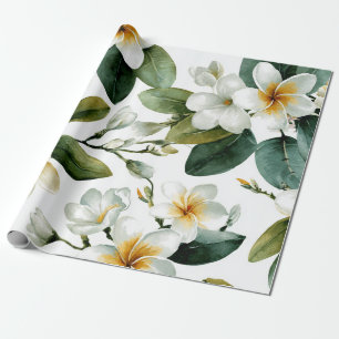 Witte Groene Plumeria Hawaï Tropische Frangipani Cadeaupapier