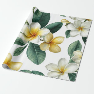 Witte Groene Plumeria Hawaï Tropische Frangipani Cadeaupapier