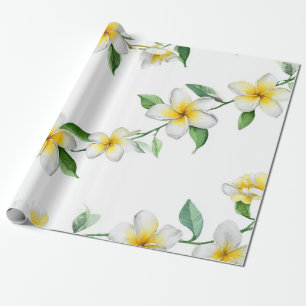 Witte Groene Plumeria Hawaï Tropische Frangipani Cadeaupapier
