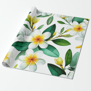 Witte Groene Plumeria Hawaï Tropische Frangipani Cadeaupapier