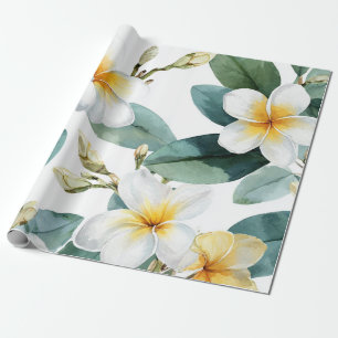 Witte Groene Plumeria Hawaï Tropische Frangipani Cadeaupapier
