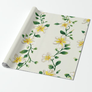 Witte Groene Plumeria Hawaï Tropische Frangipani Cadeaupapier