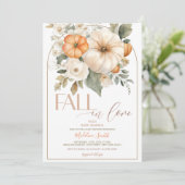 Witte groene pompoen Herfst in liefde Baby shower Kaart (Staand voorkant)