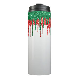 WITTE GROENE RODE GLITTER TEXTUUR LOOK DRUPPELS THERMOSBEKER