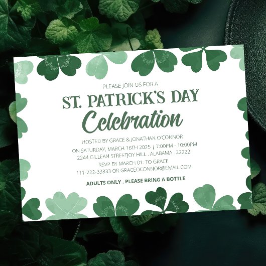Witte & Groene Shamrock St. Patrick's Day Feest Kaart