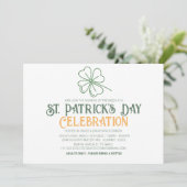 Witte & Groene Shamrock St. Patrick's Day Feestje Kaart (Staand voorkant)