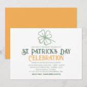 Witte & Groene Shamrock St. Patrick's Day Feestje Kaart (Voorkant / Achterkant)