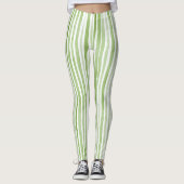Witte Groene Strepen Leggings (Voorkant)