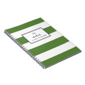 Witte & groene strepen patroon gepersonaliseerd notitieboek (Rechterzijde)