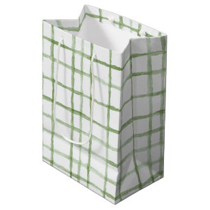 Witte Groene Strepen Verjaardag Medium Cadeauzakje