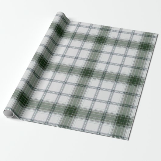 Witte Groene Tartan Plaid Cadeaupapier (Uitgerold)