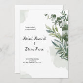 Witte Groene Waterverf Bloemen Grens bruiloft Uitn Kaart (Voorkant / Achterkant)