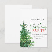Witte Groene Waterverf Kerst Kaart (Voorkant / Achterkant)