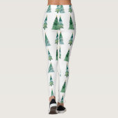 Witte Groene Waterverf Winterboom Kerstmis Leggings (Achterkant)