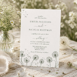 Witte Groene Wilde Bloemen Bruiloft Kaart